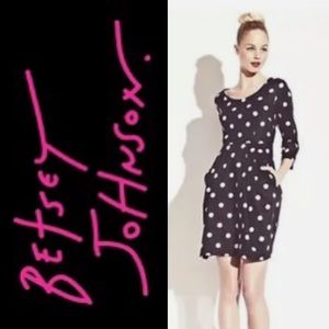 Betsey Johnson Scoop Neck 3/4 Sleeve Polka Dot Dress